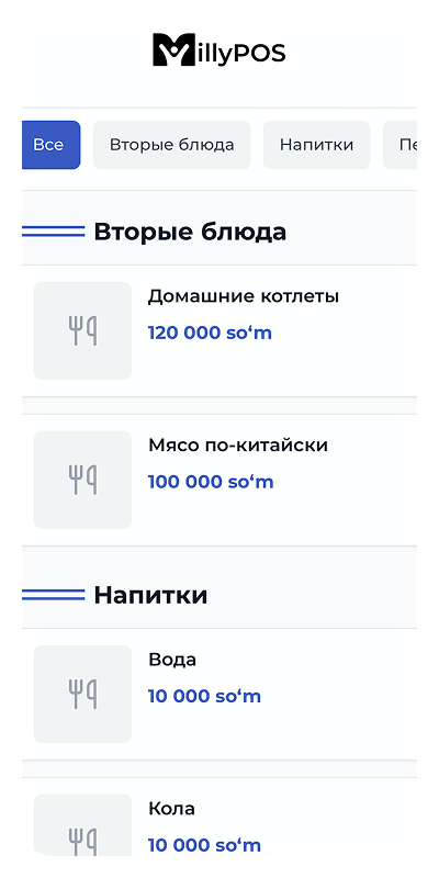 Mobil POS tizimi - elektron menyu va kafe uchun POS